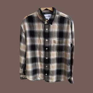 Corridor Flannel Shirt | Beige Black Plaid | Size M | Vintage